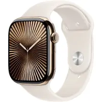 Apple Watch Series 10 GPS + Cellular 46mm - Gold Titanium Case with Starlight Sport Band - S/M