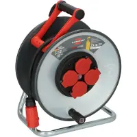 Brennenstuhl 9192250110, Schwarz, Rot, Kunststoff, 4 AC-Ausgänge, Type E/F, Gerade, 25 m