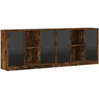 vidaXL Bücherschrank mit Türen Räuchereiche 204x37x75 cm Holzwerkstoff