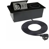 TecLines TES015B Einbau Steckdose mit USB A/C Charger, Qi, schwarz