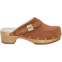 Scholl Clog Pescura Robin Suede Fur Damen Brandy-Schuhgröße 41