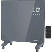 Auronic Electric Heater - Konvektor-Heizung mit Thermostat und Fernbedienung - Glasheizung - 1000W Heizung - Grau