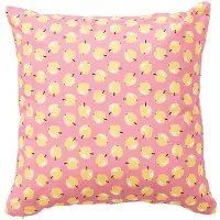 Merkloos - Kissen 40X40Cm 144Tc 100 % rosa Baumwolle mit gelben √Ñpfeln und Früchten