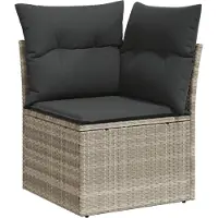 vidaXL Garten-Ecksofa mit Kissen Hellgrau Poly Rattan
