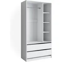 Vicco Kleiderschrank Elmo Weiß 100 x 200 cm mit 2 Schubladen, Model 40625