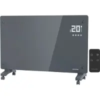 Auronic Konvektorheizung 2000W Grau - Glas-Panel mit Thermostat - Timer - Fernbedienung