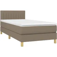 vidaXL Boxspringbett mit Matratze Taupe 80x200 cm Stoff
