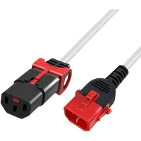 ACT Powercord C13 - C14 Dual IEC LOCK white 1 m