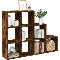 vidaXL Raumteiler Bücherregal Standregal Treppenregal 3 Stufen Räuchereiche