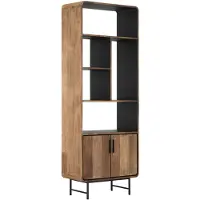 DTP Home Regal Evo aus recyceltem Teakholz, massiv, modernes Design, natur, Metallgestell, 6 Fächer, 2 Türen