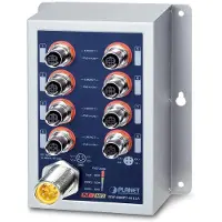 Planet IP50 Ind 8-P 10/100TX M12, Unmanaged, Power over Ethernet (PoE), Wandmontage