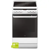 Amica SHC 5874 W, Freistehender Herd, Schwarz, Weiß, Tasten, Drehregler, Vorne oben, LCD, Keramik