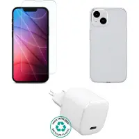 ESTUFF - Zubehörkit für Handy - charger, cover, glass - für Apple iPhone 16e und iPhone 14 (ES-KIT-IPH14)