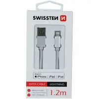 Swissten Datenkabel Textil usb / Lightning mfi 1,2 m silver