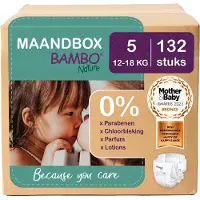 Bambo Baby diapers, open diapers, eco-labeled, Nature, 5, paper bag, 12-18 kg Monthly box