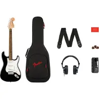 Squier Affinity Series Stratocaster- & Mustang Micro-Pack Schwarz mit Gigbag und HD9-Kopfhörer