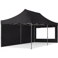 TOOLPORT 3x6m Stahl Faltpavillon, inkl. 2 Seitenteile, schwarz