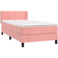vidaXL Boxspringbett mit Matratze Rosa 90x190 cm Samt