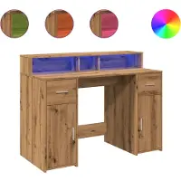 vidaXL LED-Schreibtisch Artisan-Eiche 120x55x91 cm Holzwerkstoff