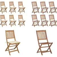 vidaXL Klappbare Gartenstühle 6 Stk. mit Kissen Massivholz Akazie - Gartenstuhl - Gartenstühle - Klappstuhl - Klappstühle