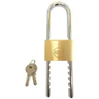 EDM Product Padlock Adjustable Arch 50-135 Mm With 2 Keys Golden