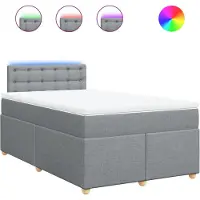 vidaXL Boxspringbett mit Matratze Hellgrau 120x200 cm Stoff