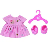 Zapf Bärenkleid - rosa Kleid für Teddybär oder 43cm Puppe mit rosa Schuhen