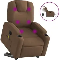 vidaXL Elektrischer Massagesessel mit Aufstehhilfe Braun Stoff