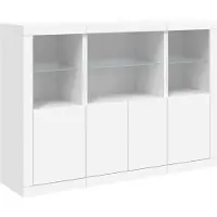 vidaXL Sideboards mit LED-Leuchten 3 Stk. Weiß Holzwerkstoff