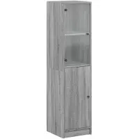 vidaXL Highboard mit Glastür Grau Sonoma 35x37x142 cm