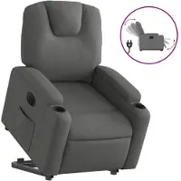 vidaXL Relaxsessel mit Aufstehhilfe Elektrisch Dunkelgrau Stoff