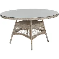 Brafab Kamomill Gartenesstisch Geflecht/Glas Beige Ø130x73 cm
