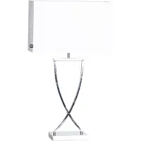 By Rydens Omega Tischleuchte H69 Chrome/White - , Omega, Metallisch, für Wohnzimmer, Stoff / Textil, Modern