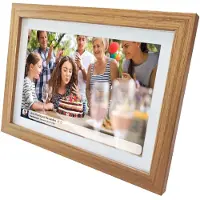 Denver Digitaler Bilderrahmen 15,6 Zoll - XL - Holz - Full HD - Frameo App - Bilderrahmen - WiFi - 8GB - IPS Touchscreen - PFF1542LW