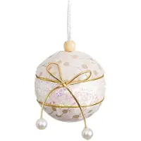 Sublime Market Connect Weihnachtskugeln - WEIHNACHTEN - Set von 6 - Weiß und Gold - Polyfoam und Stoff - 6 cm
