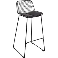 Beliani Barstuhl 2er Set Schwarz aus Stahl mit Kunstleder Sitz Glamour Stil Modern Tresenstühle für Küche Esszimmer Essbereich