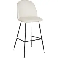 Beliani Barstühle 2er Set Cremeweiß aus Samtstoff Schwarze Metall Beine Glamour Look Modern für Esszimmer Wohnzimmer Theke