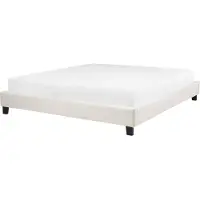 Beliani Polsterbett Hellbeige Bouclé Stoffbezug mit Lattenrost 180x200 cm ohne Kopf- und Fußteil Modern Skandi Schlafzimmer Doppelbett Bettrahmen