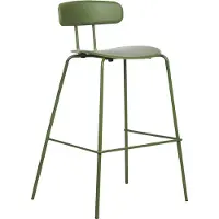 Beliani Barstuhl 2er Set Olivgrün Kunststoff und Metall mit Lehne Fußstützen Modernes Design Sitzmöbel Wohnzommer Küche Bar Wohnküche Ausstattung
