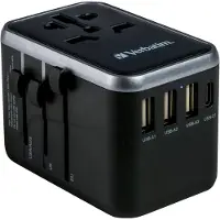 Verbatim - Universal Reiseadapter UTA-04 PD61W/QC / 3xUSB / 2xType-C