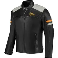 Rusty Stitches Jari V2 Motorrad Lederjacke, schwarz/grau, M
