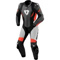 REV'IT! REV’IT! Control Schwarz Neon Rot 1-Teiler Motorrad Lederkombi Größe 46