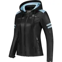 Rusty Stitches Joyce Hooded V2 Damen Motorrad Lederjacke, schwarz/blau, 38
