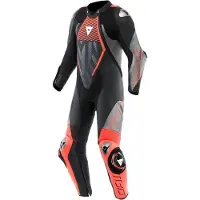 Dainese Audax D-Zip Perforierte Schwarz Rot Fluo Anthrazit 1-Teiler Motorrad Lederkombi Größe 44