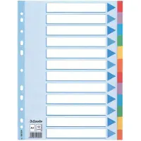 Esselte Multi-coloured Cardboard Dividers, A4, 225 mm, 297 mm, 3 mm, 140,00 g, 10 Stück(e)