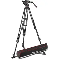 Manfrotto Nitrotech 608 & Alu Doppelrohr-Stativ mit Bodenspinne