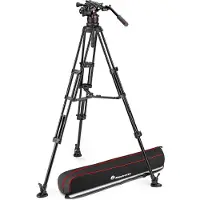 Manfrotto Nitrotech 612 & Alu Doppelrohr-Stativ mit Mittelspinne
