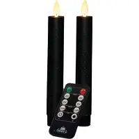 Annas collection Dinner Kerze Wachs führte bewegliche Flamme auf Batterie mit Fernbedienung 2 Stück h18 cm schwarz (rood)