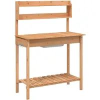 vidaXL Pflanztisch mit Waschbecken 147,5x44x139,5 cm Massivholz Tanne
