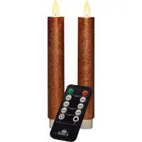 Annas collection LED-Tafelkerzen Wachs Kupfer 18 cm 2 Stück